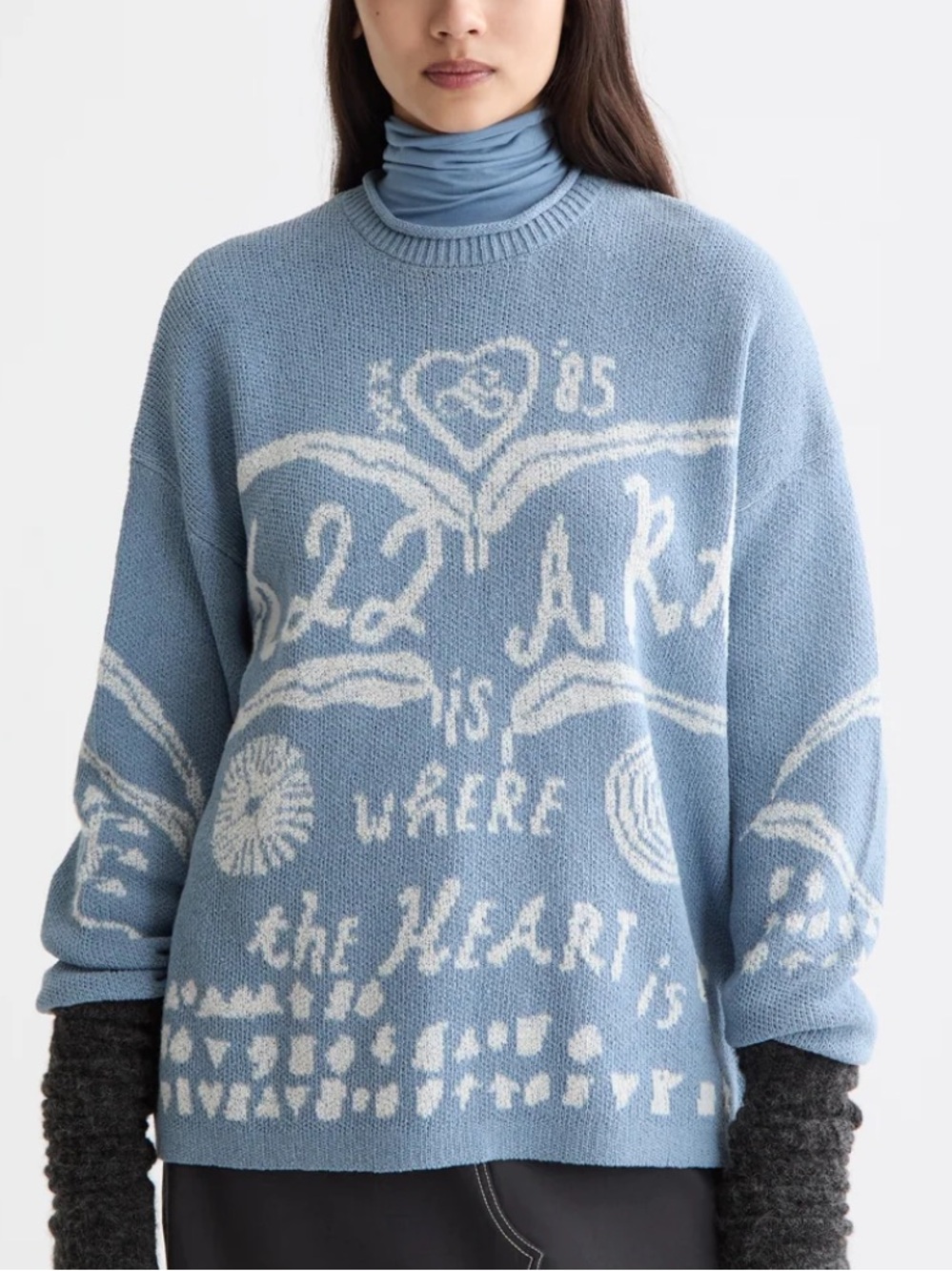 Scotch & Soda Art Dept. Light Blue Knit Crewneck Sweater w/White Graphic SOLDOUT